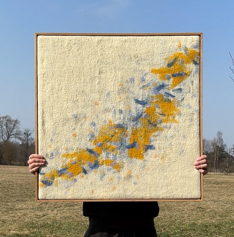handmade acoustic panel artwork made of sheep wool